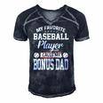 Mens My Favorite Baseball Player Calls Me Bonus Dad Funny Bonus Men's Short Sleeve V-neck 3D Print Retro Tshirt Navy Blue