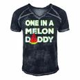 Mens One In A Melon Daddy Funny Watermelon Dad Fathers Day Gift Men's Short Sleeve V-neck 3D Print Retro Tshirt Navy Blue