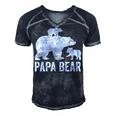 Mens Papa Bear Fathers Day Grandad Fun 2 Cub Kid Grandpa Men's Short Sleeve V-neck 3D Print Retro Tshirt Navy Blue
