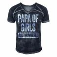 Mens Papa Of Girls Outnumbered Fathers Day Men's Short Sleeve V-neck 3D Print Retro Tshirt Navy Blue