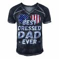 Mens Patriotic Dad - Best Dad Ever 4Th Of July American Flag Men's Short Sleeve V-neck 3D Print Retro Tshirt Navy Blue