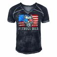 Mens Pitbull Dad American Pit Bull Dog Us Flag 4Th Of July Men's Short Sleeve V-neck 3D Print Retro Tshirt Navy Blue