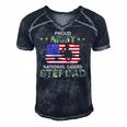 Mens Proud Army National Guard Stepdad Men's Short Sleeve V-neck 3D Print Retro Tshirt Navy Blue