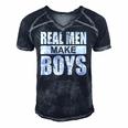 Mens Real Men Make Boys Daddy To Be Announcement Family Boydaddy Men's Short Sleeve V-neck 3D Print Retro Tshirt Navy Blue