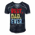 Mens Retro Vintage Best Dad Ever Funny Fathers Day Men's Short Sleeve V-neck 3D Print Retro Tshirt Navy Blue