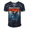 Mens Retro Vintage Drummer Dad Music Lover & Fan Fathers Day Men's Short Sleeve V-neck 3D Print Retro Tshirt Navy Blue