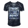 Mens Straight Outta Money Funny Volleyball Dad Men's Short Sleeve V-neck 3D Print Retro Tshirt Navy Blue