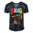 Mens Strong Black King Juneteeth African American Father Day 23 Shirt Men's Short Sleeve V-neck 3D Print Retro Tshirt Navy Blue