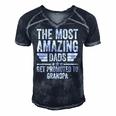 Mens The Most Amazing Dads Get Promoted To Grandpa Men's Short Sleeve V-neck 3D Print Retro Tshirt Navy Blue