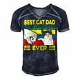 Mens Vintage Best Cat Dad Ever Bump Fit 240 Shirt Men's Short Sleeve V-neck 3D Print Retro Tshirt Navy Blue