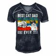 Mens Vintage Best Cat Dad Ever Bump Fit Classic Men's Short Sleeve V-neck 3D Print Retro Tshirt Navy Blue