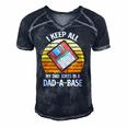 Mens Vintage Fathers Day I Keep All My Dad Jokes In A Dad A Base Men's Short Sleeve V-neck 3D Print Retro Tshirt Navy Blue