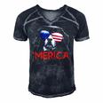 Merica Bernese Mountain Dog American Flag 4Th Of July Men's Short Sleeve V-neck 3D Print Retro Tshirt Navy Blue