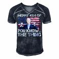 Merry 4Th Of You KnowThe Thing Happy 4Th Of July Memorial Men's Short Sleeve V-neck 3D Print Retro Tshirt Navy Blue