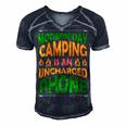 Modern Day Camping Is An Uncharged Phone Men's Short Sleeve V-neck 3D Print Retro Tshirt Navy Blue