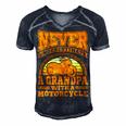 Motorcycle Grandpa Biker S Funny 499 Shirt Men's Short Sleeve V-neck 3D Print Retro Tshirt Navy Blue