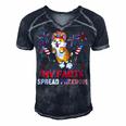 My Farts Spread Freedom Funny American Flag Corgi Fireworks V3 Men's Short Sleeve V-neck 3D Print Retro Tshirt Navy Blue