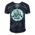 My Lucky Charms Call Me Daddy St Patricks Day Men's Short Sleeve V-neck 3D Print Retro Tshirt Navy Blue