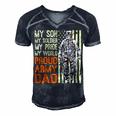 My Son Is Soldier Proud Military Dad 703 Shirt Men's Short Sleeve V-neck 3D Print Retro Tshirt Navy Blue