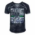 My Stepdad Is A Hero In Combat Boots 684 Shirt Men's Short Sleeve V-neck 3D Print Retro Tshirt Navy Blue