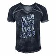 Nerdy Dirty Inked & Curvy Tattoo Woman Girl Nerd Men's Short Sleeve V-neck 3D Print Retro Tshirt Navy Blue