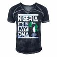 Nigeria Is In My Dna Nigerian Flag Africa Map Raised Fist Men's Short Sleeve V-neck 3D Print Retro Tshirt Navy Blue