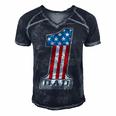 Number One Dad American Flag 4Th Of July Fathers Day Gift Men's Short Sleeve V-neck 3D Print Retro Tshirt Navy Blue