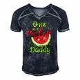One In A Melon Daddy Watermelon Funny Family Matching Men Men's Short Sleeve V-neck 3D Print Retro Tshirt Navy Blue