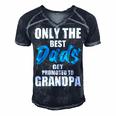 Only The Best Dad Get Promoted To Grandpa Fathers Day T Shirts Men's Short Sleeve V-neck 3D Print Retro Tshirt Navy Blue