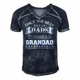 Only The Best Dads Get Promoted To Grandad Grandpas Gift Men's Short Sleeve V-neck 3D Print Retro Tshirt Navy Blue