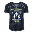 Only The Best Fathers Get Promoted To Zaidy Men's Short Sleeve V-neck 3D Print Retro Tshirt Navy Blue