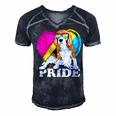 Pansexual Beagle Rainbow Heart Pride Lgbt Dog Lover 56 Beagle Dog Men's Short Sleeve V-neck 3D Print Retro Tshirt Navy Blue