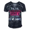 Papa Is My Name Being A Legeng Is My Game Papa T-Shirt Fathers Day Gift Men's Short Sleeve V-neck 3D Print Retro Tshirt Navy Blue