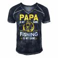 Papa Is My Name Fishing Is My Game Funny Gift Men's Short Sleeve V-neck 3D Print Retro Tshirt Navy Blue