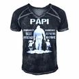 Papi Grandpa Gift Papi Best Friend Best Partner In Crime Men's Short Sleeve V-neck 3D Print Retro Tshirt Navy Blue