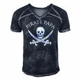 Pirate Papa Halloween Costume For Dad Men's Short Sleeve V-neck 3D Print Retro Tshirt Navy Blue