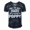 Poppy Grandpa Gift Only The Best Dads Get Promoted To Poppy Men's Short Sleeve V-neck 3D Print Retro Tshirt Navy Blue