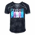Pride Transgender Funny Lgbt Flag Color Protest Support Gift Men's Short Sleeve V-neck 3D Print Retro Tshirt Navy Blue