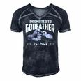 Promoted To Godfather 2022 For First Time Fathers New Dad Men's Short Sleeve V-neck 3D Print Retro Tshirt Navy Blue