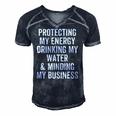 Protecting My Energy Drinking My Water & Minding My Business Men's Short Sleeve V-neck 3D Print Retro Tshirt Navy Blue