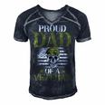 Proud Dad Of A Veteran Patrioticic Memorial Day 4Th Of July Men's Short Sleeve V-neck 3D Print Retro Tshirt Navy Blue