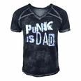 Punk Is Dad Fathers Day Men's Short Sleeve V-neck 3D Print Retro Tshirt Navy Blue