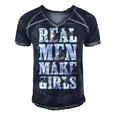 Real Men Daughter Funny Fathers Day Gift Dad Men's Short Sleeve V-neck 3D Print Retro Tshirt Navy Blue