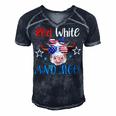 Red White And Moo Patriotic Cow Usa Flag 4Th Of July Farmer Men's Short Sleeve V-neck 3D Print Retro Tshirt Navy Blue