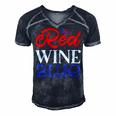 Red Wine Blue 4Th Of July Wine Red White Blue Wine Glasses V2 Men's Short Sleeve V-neck 3D Print Retro Tshirt Navy Blue