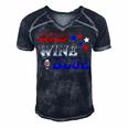 Red Wine Blue 4Th Of July Wine Red White Blue Wine Glasses V3 Men's Short Sleeve V-neck 3D Print Retro Tshirt Navy Blue