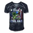 Reel Cool Dad Fishing American Flag Fathers Day Gif Men's Short Sleeve V-neck 3D Print Retro Tshirt Navy Blue