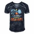 Reel Cool Grandpa Fishing Lover Vintage Fathers Day Men's Short Sleeve V-neck 3D Print Retro Tshirt Navy Blue