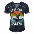Reel Cool Papa Fishing Dad Gifts Fathers Day Fisherman Fish Men's Short Sleeve V-neck 3D Print Retro Tshirt Navy Blue