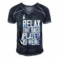 Relax The Bass Player Is Herebass Player Funny Gift Bass Guitar Men's Short Sleeve V-neck 3D Print Retro Tshirt Navy Blue